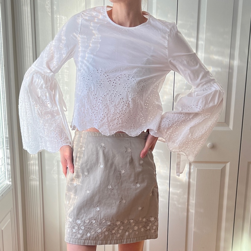 Zara Eyelet top with Bell sleeves